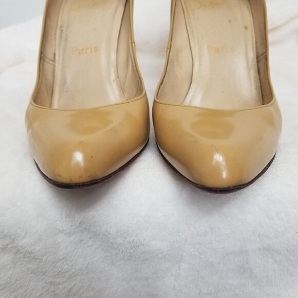 PRICE DROP-Christian Louboutin camel color Patent Leather heels - Picture 3 of 13